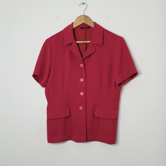 Reitmans Jackets & Blazers - Reitmans Vintage Button Front Classic Short Sleeve Suit Jacket Red Office Career